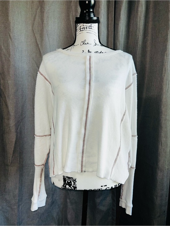 BKE Sweaters - BKE XL Lightweight Ivory Long Sleeve Top with Contrast Seams